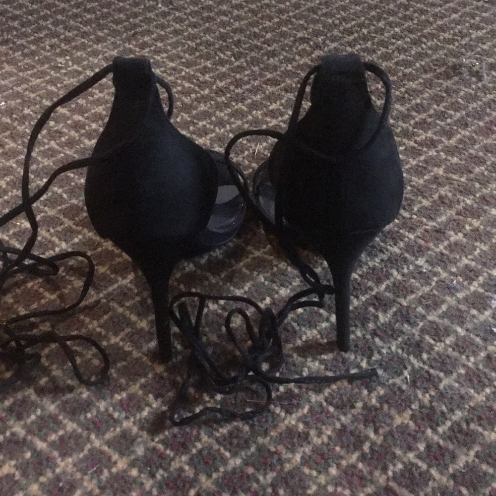 Black Open Toe Heels - Picture 3 of 4